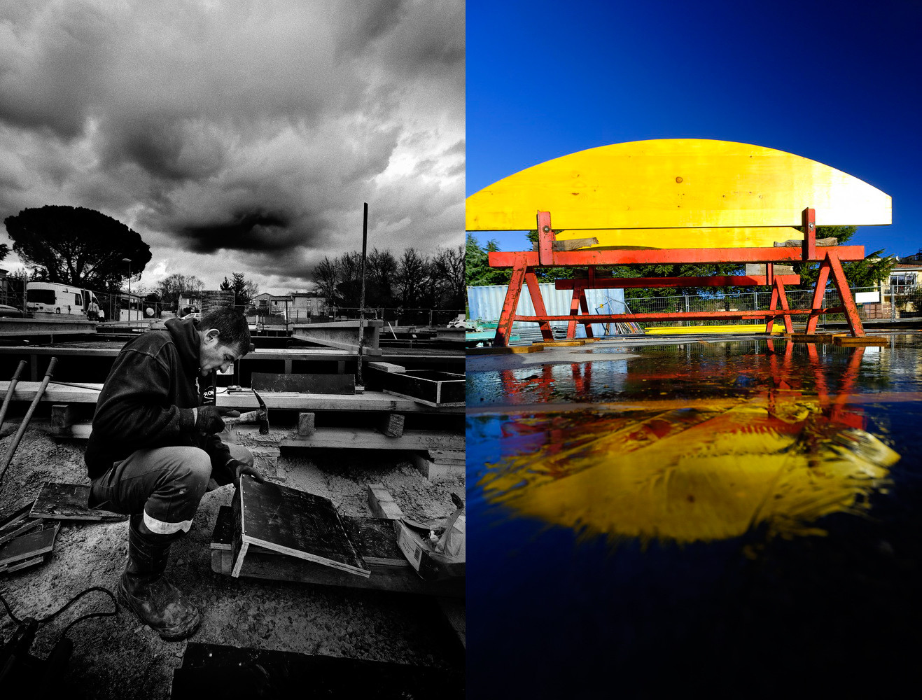 Construction d'un pont, Vinon sur Verdon (04), février 2014.