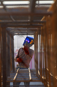 Lors des fondations de l'immeuble le Balthazar des quais d'Arenc, Marseille novembre 2010